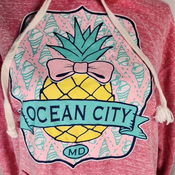 New York Area Code 212 Ocean City MD Pink Pullover Hoodie Size Medium - Picture 2 of 8